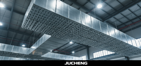 Hundreds of self-drilling sheet metal screws securing heavy HVAC galvanized ventilation duct joints permanently