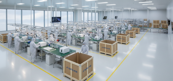 integrated turnkey facility assembling sterile diagnostic monitors