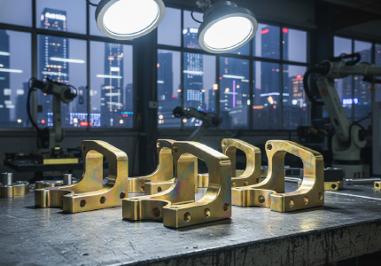 iridescent golden chemical film applied to custom aerospace metal brackets.png