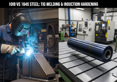Industrial comparison of TIG welded 1018 steel and induction-hardened 1045 steel parts on a CNC workbench_.png