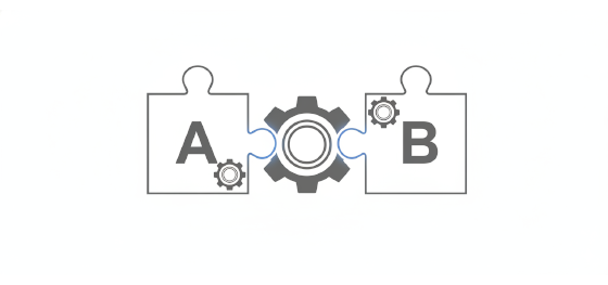 icon representing the synergy of RIM polyurethane A and B components