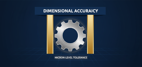 strict dimensional tolerance control icon for micro precision components