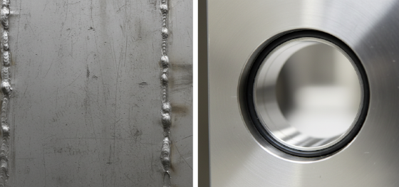 comparing standard raw metallic textures against precision milled sealing grooves