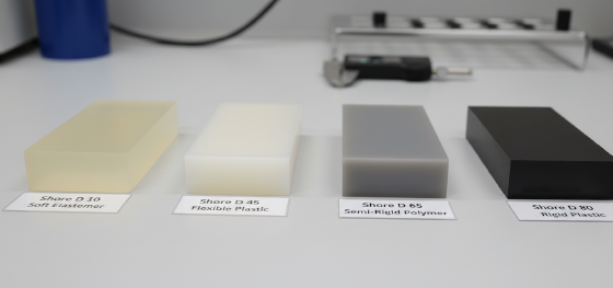comparison of different material hardnesses achieved via RIM chemistry