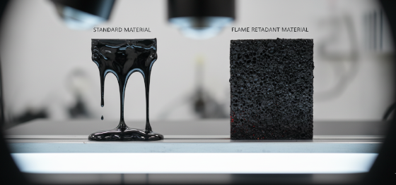 comparison of standard and flame retardant polyurethane RIM materials after fire exposure