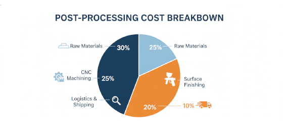 post processing cost breakdown and manufacturing budget allocation icon