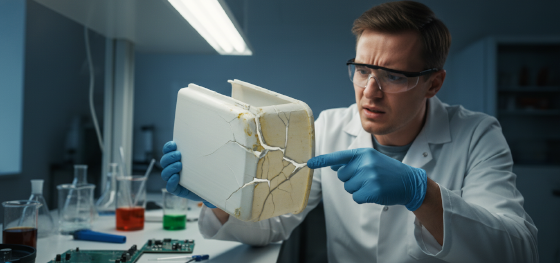 chemical degradation and structural cracking on cheap filament printed medical shells