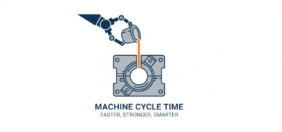 molten metal pouring and machine cycle time icon