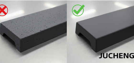 comparison between defective part with air traps and smooth RIM part