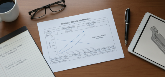 calculating financial break even curves comparing high and low volumes