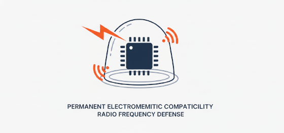 permanent electromagnetic compatibility and radio frequency defense icon
