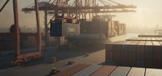 international shipping containers delivering finished commercial hardware