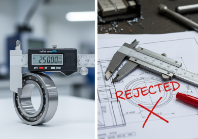 Quality control comparison between a digital outside micrometer and a standard vernier caliper on a CNC blueprint.png