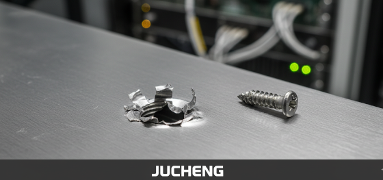 Catastrophic thread strip-out failure and metal tearing on a frequently accessed aluminum server chassis panel