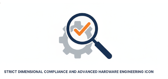 strict dimensional compliance and advanced hardware engineering icon