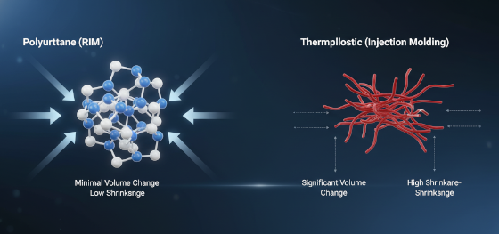 molecular visualization of low shrinkage in the RIM polyurethane process
