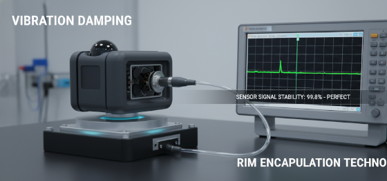 vibration damping for sensors via polyurethane RIM encapsulation technology