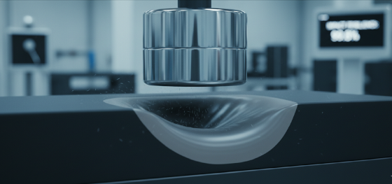 flexible polyurethane RIM part undergoing impact resistance testing