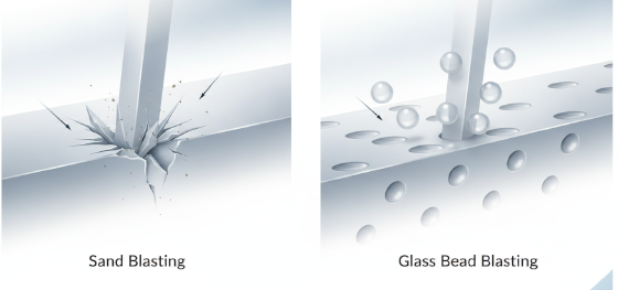 comparing glass beads and sandblasting
