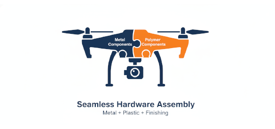 multi material integration and seamless hardware assembly icon