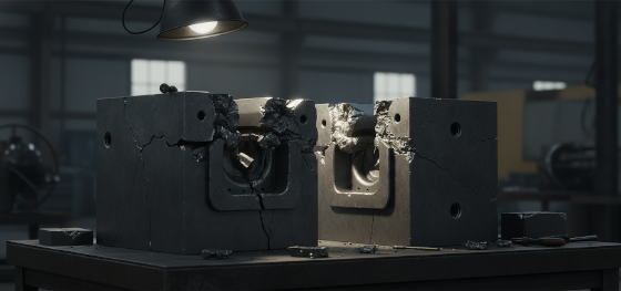 catastrophic thermal fatigue fracturing expensive industrial steel molds