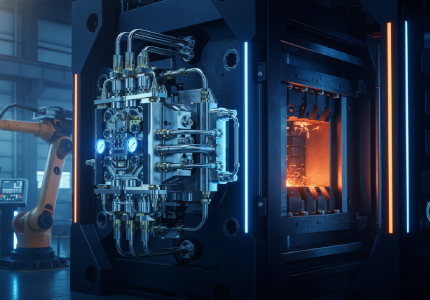 advanced vacuum valve block on a precision metal casting machine.png