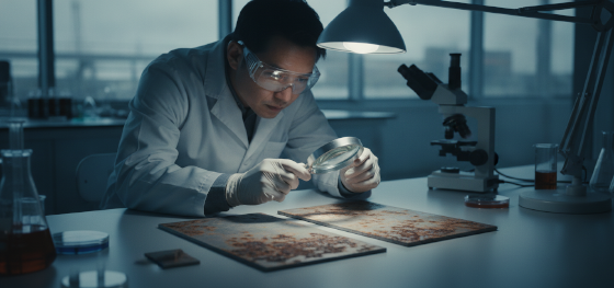 inspecting corrosion on steel samples