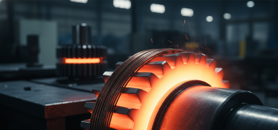High-frequency induction hardening process on the surface of a 1045 medium-carbon steel gear_