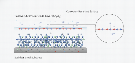 microscopic chromium oxide passive layer