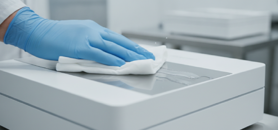 chemical sterilization testing on custom clinical hardware covers