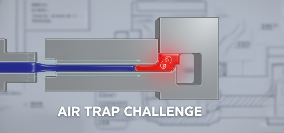 visualization of an air trap challenge in a large plastic mold
