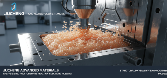 gas assisted polyurethane reaction injection molding injection phase