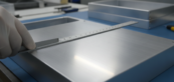 inspecting flat steel chassis assembly